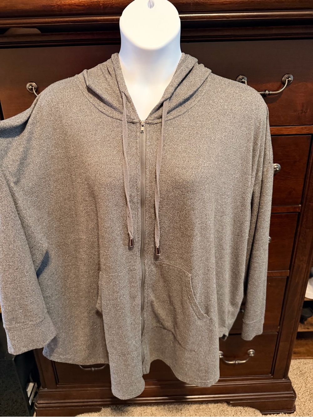 Cozy Gray Zip Front Hoodie